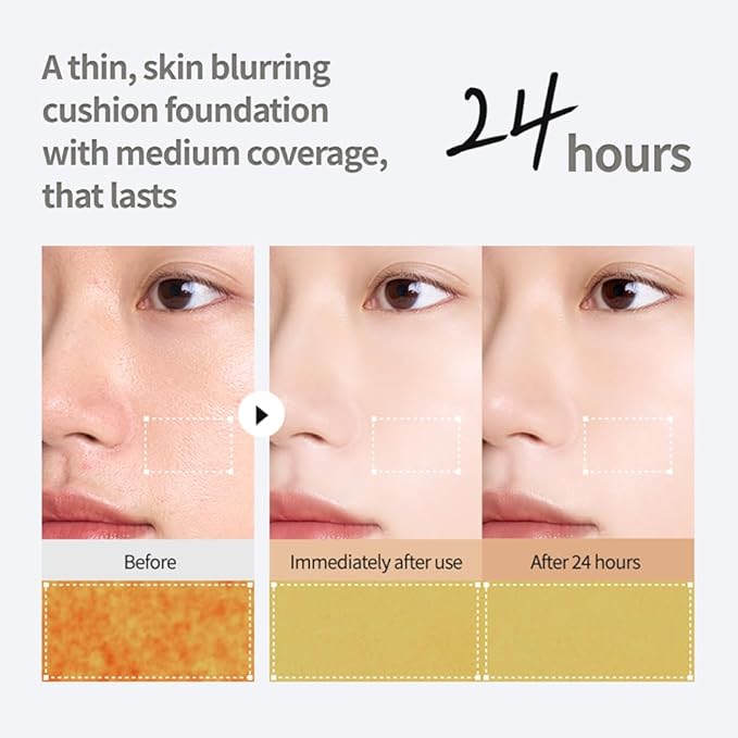 BOM COSMETICS Even Fit Cover Cushion 19N Vanilla 15g, Skin Tint Concealer Foundation for Full Coverage with Weightless Wear and a Buildable, Natural Skin-Fit Finish, Beauty, Korean Makeup Foundation
