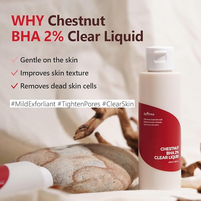 ISNTREE Chestnut BHA 2% Clear Liquid, 100 ml, 3.38 fl oz | Korean Skincare | Mild Exfoliating Toner for Deep Pore Care | Smoothing & Soothing with Chestnut & Salicylic Acid