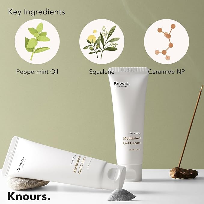 Light Weight Water Based Gel Moisturizer, Vegan Peppermint Squalane & Ceramide NP Hydrating Soothing Cooling (80ml 2.7 fl oz.)