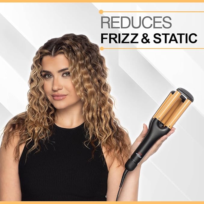 CHI Ceramic Triple Waver Iron, Curling Iron Creates Long-Lasting Frizz-Free, Waves & Curls for All Hair Types