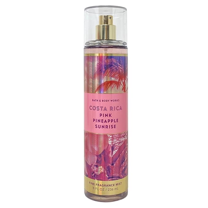 Bath & Body Works Costa Rica Pink Pinapple Sunrise Body Cream and Fragrance Mist Duo Set with a Wild Jasmine Bar Soap - Full Size