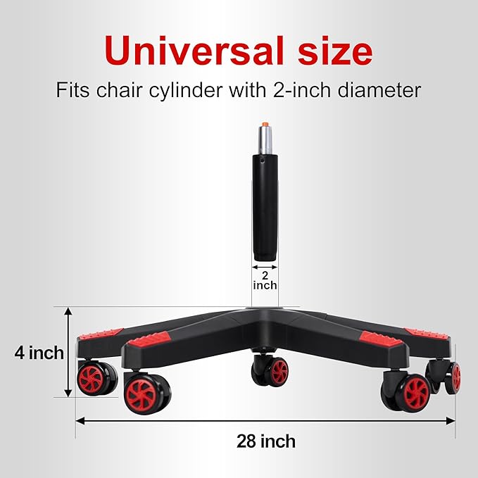 Frassie 28 Inch Heavy Duty Nylon Gaming Office Chair Base Replacement Part with 5 Casters