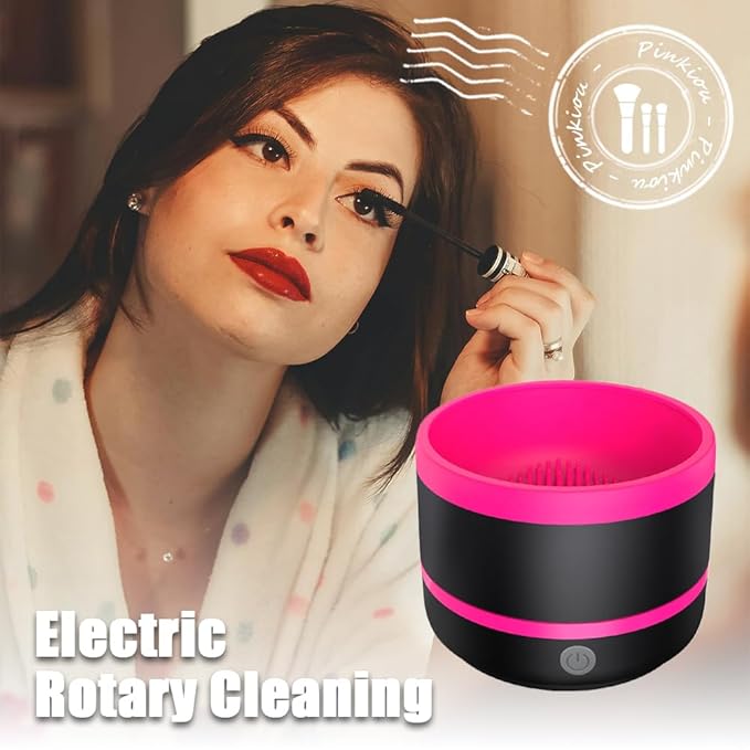 Pinkiou Makeup Brush Cleaner Machine, Electric Makeup Brush Cleaner IPX7 Waterproof USB Cosmetic Brush Cleaning Machine Suitable for All Size Beauty Makeup Brush Set