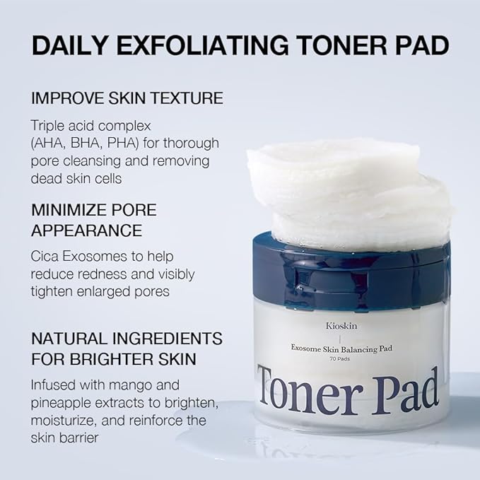 35% Smaller Pores & 32% Reduced Pore Area | Brightening Exfoliating Pads | Soothes, Hydrates & Brightens with CICA Exosomes, AHA/BHA/PHA & Fruit Enzymes | Korean Skincare | 70 Pads