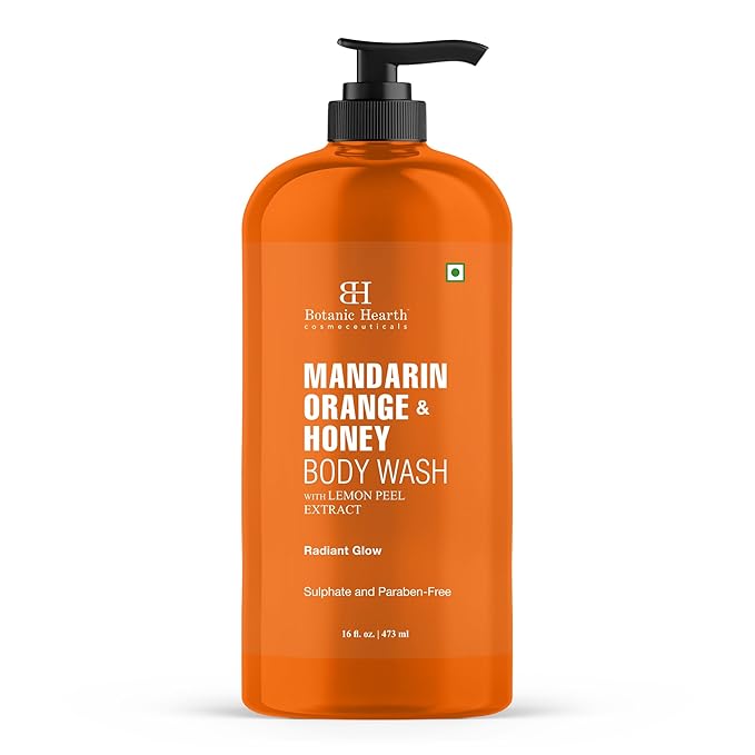 Botanic Hearth Mandarin Orange & Honey Body Wash – Refreshing Shower Gel with Lemon Peel Extract, Brightening & Hydrating Formula, Sulfate & Paraben Free – 16 fl oz