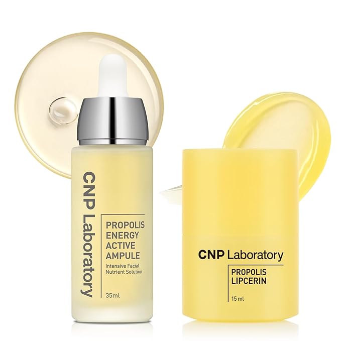 CNP Lip & Serum Set - Honey Lip Butter & Centella Serum Bundle | Propolis-Infused, Intense Hydration & Calming for Sensitive Skin | Korean Skincare