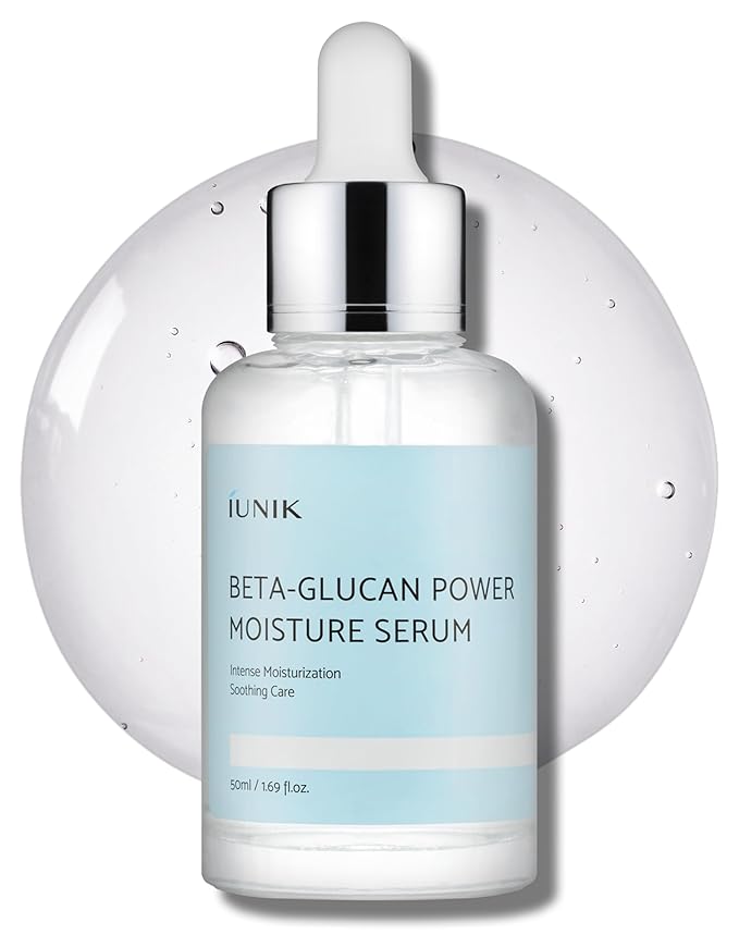 IUNIK Beta-Glucan Power Deep Moisture Serum – Intense Hydration Vegan Korean Serum with Mushroom Yeast Extract – For Dry, Mature, Sensitive Skin, Fine Lines & Loss of Firmness Korean Skincare