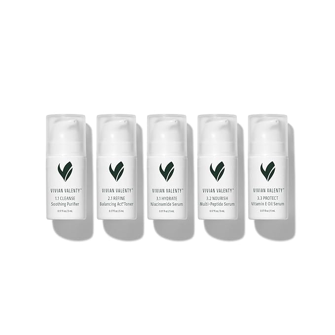 Skincare Skincare Kit – Cleanse, Refine, Hydrate & Protect System with Serums, Toner & Face Oil (5-Piece Travel Size Set)