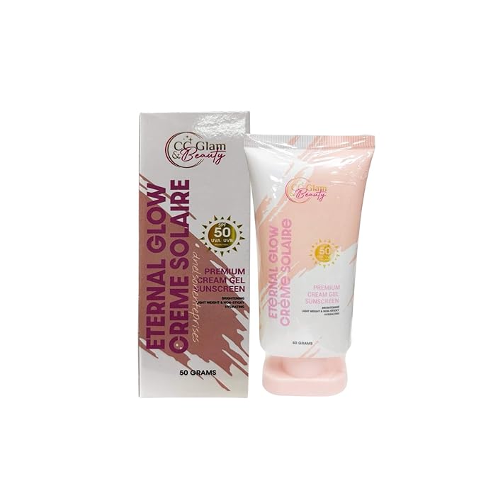 CC GLAM & BEAUTY ETERNAL GLOW CREME SOLAIRE - Premium Cream Gel Sunscreen SPF 50 UVA/UVB Protection - 50g