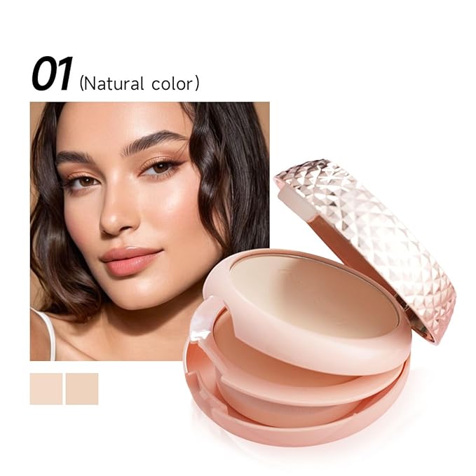 BB Cream Pressed Face Powder, Anti-Aging, Moisturizing Setting Foundation Powder with High Coverage, Oil Control Waterproof Poreless Concealer Buildable Long-Lasting for All Skin Types Natural Color