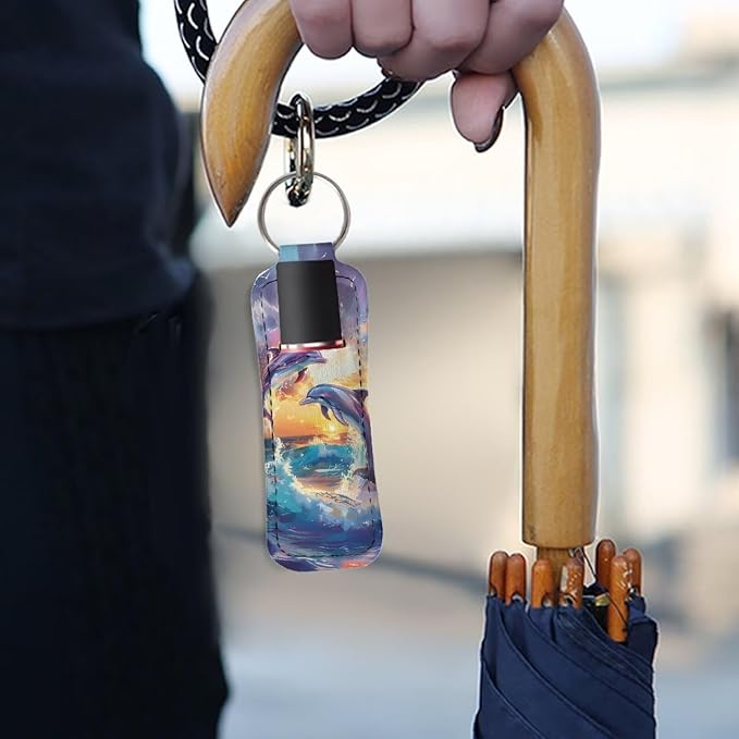 Lipstick Holder Keychain, Cute Keychains for Lip Balm Holder, Neoprene Lipstick Sleeve Pouch for Women Men Teens