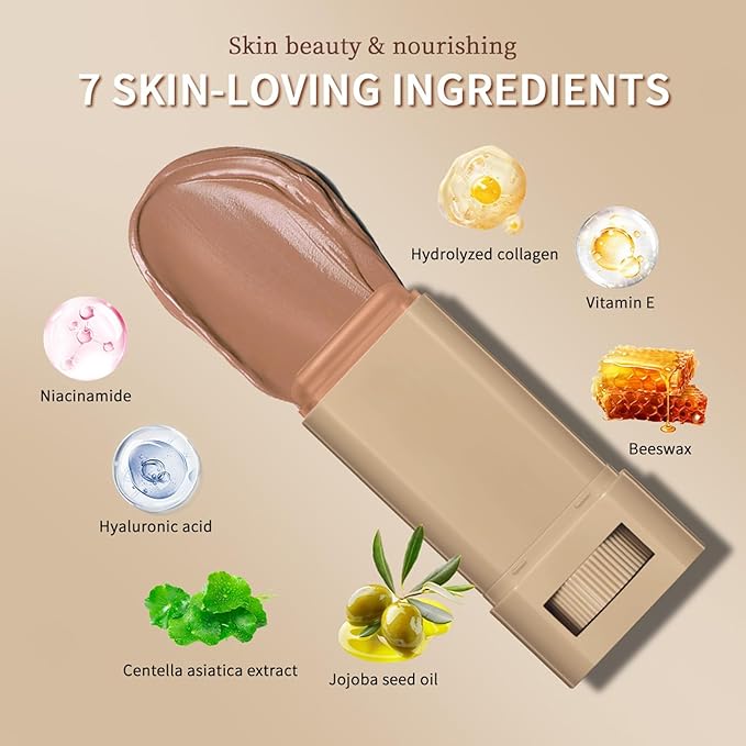 Beauty Balm Serum-Enriched Tinted Moisturizer Stick – Hydrating Lightweight Solid Foundation with Natural Skin Tint Finish, Flawless Sheer to Medium Coverage, Radiant & Dewy Glow, All-Day Wear (2#, 1)