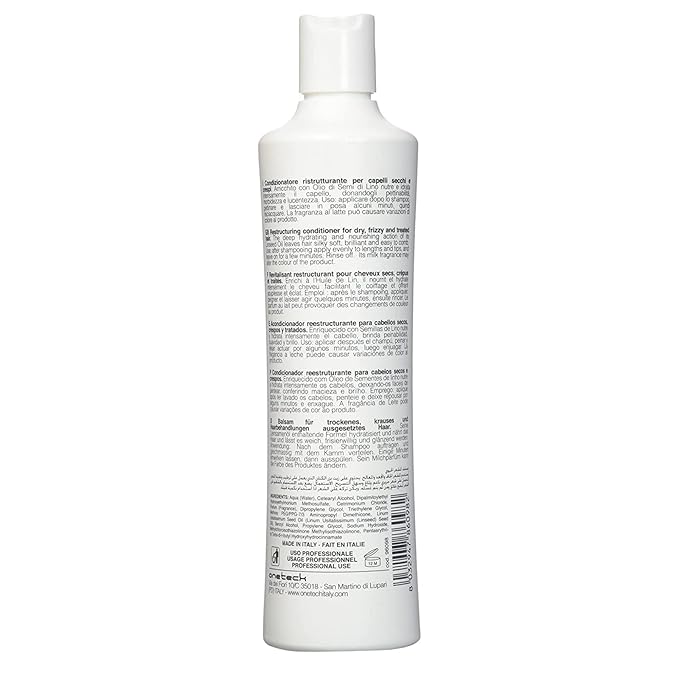 Fanola Restructuring Hair Conditioner for Women & Men - Hydrating Conditioner for Dry Hair with Argan & Linseed Oil - Repairing, Nourishing, Anti-Frizz Formula for Damaged Strands (11.83 Fl oz)