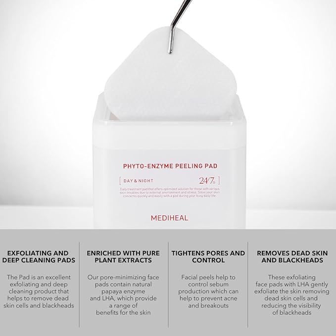 (Only Refill) Mediheal Phyto Enzyme Peeling Pad (90 Pads) - Pore Tightening Pads to Control Sebum - Vegan Gauze Pad