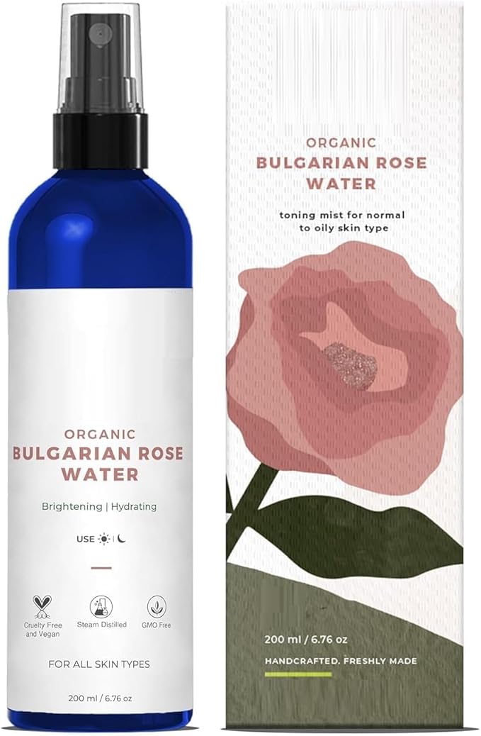 Rose Water (Hydrosol), 200 ml | Face Toner for Glowing, Brighter and Hydrated Skin | Made with Bulgarian Damask Roses - Clinically Tested