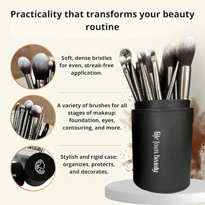 Professional Makeup Brushes Kit with Soft Synthetic Bristles + Case