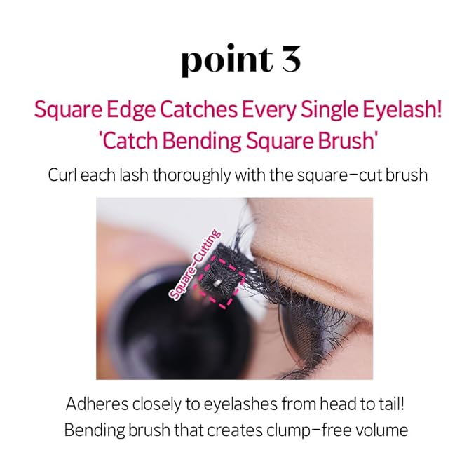 ETUDE Curl Fix Mascara, Lash Mascara, Strong Curl Up, Long-Lasting, Waterproof, Light-Weight, Korean Makeup, Beauty, Vegan Certified, Volume (0.27 Fl Oz)