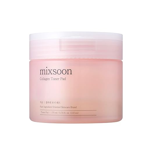 mixsoon Collagen Toner Pad - Hyaluronic Acid, Hydrating, Firming and Smoothing Facial Pads, Gentle Daily Care for Elastic, Radiant Skin 170ml / 5.74 fl.oz. Korean Glass Skin Care