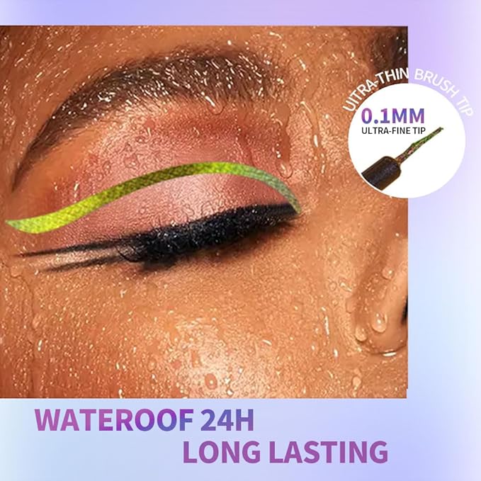 Chameleon Eyeliner Eyeshadow,Lime Green to Yellow Chrome Shifting Waterproof Eyeliner Pen, Long Lasting High Pigment Glitter Shifting Eyeshadow Eye Makeup, Lridescent Eye liner for Women & Girls 04#