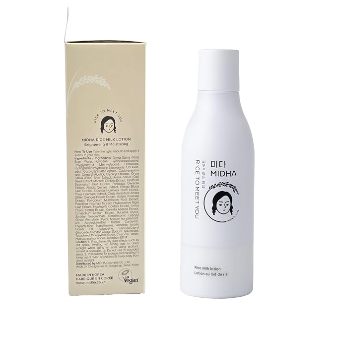 MIDHA RICE MILK LOTION, 6.76fl.oz/200ml, Deep Hydration, Soothing Care, Lightweight Nourishment – Smooth Skin Texture, Radiant Finish, Glowing Complexion