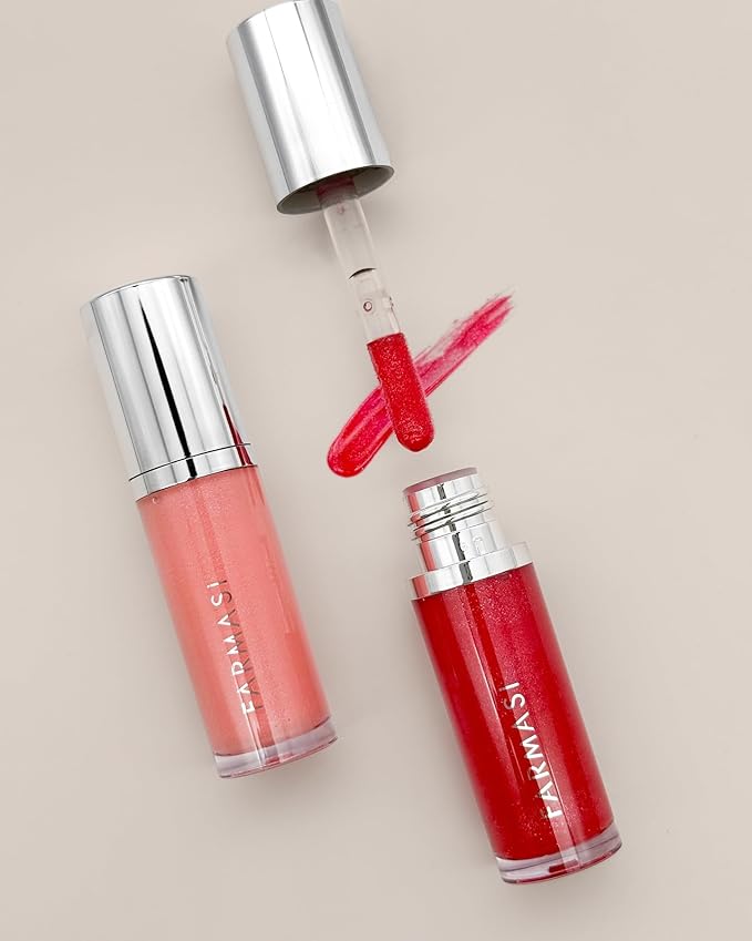 FARMASi Tinted Lip Plumper, Plumping Lip Gloss, Promoting Natural Circulation for Fuller, Younger Looking Lips, Hydrating, High-Shine, Volumizes, Fiery