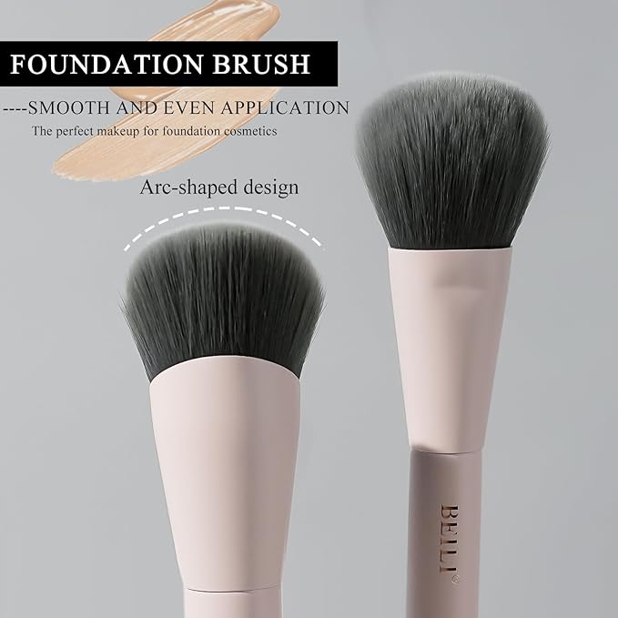 BEILI Mini 6Pcs Makeup Brush Set – Soft Pink, Travel Makeup Brushes for Foundation, Contour, Highlighter & Blending, Includes Sponge and Gift-Ready Box