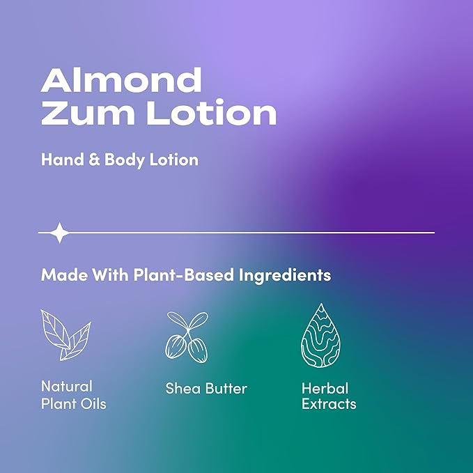 Indigo Wild Zum Hand & Body Lotion - Natural Hand Lotion for Dry Hands - Body Lotion for Women & Men - Body Moisturizers Include Shea Butter, Jojoba Oil & More - Almond - 6 fl oz