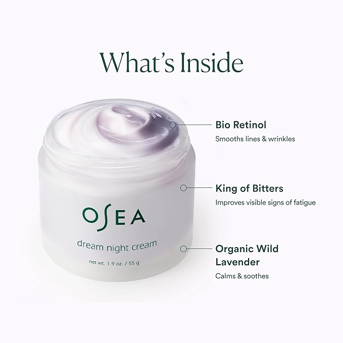 OSEA Dream Night Cream with Bio-Retinol - Anti-Aging Hydrating Face Cream with Algae-Derived Bio Retinol - Plumps, Firms, & Smooths Line and Wrinkles