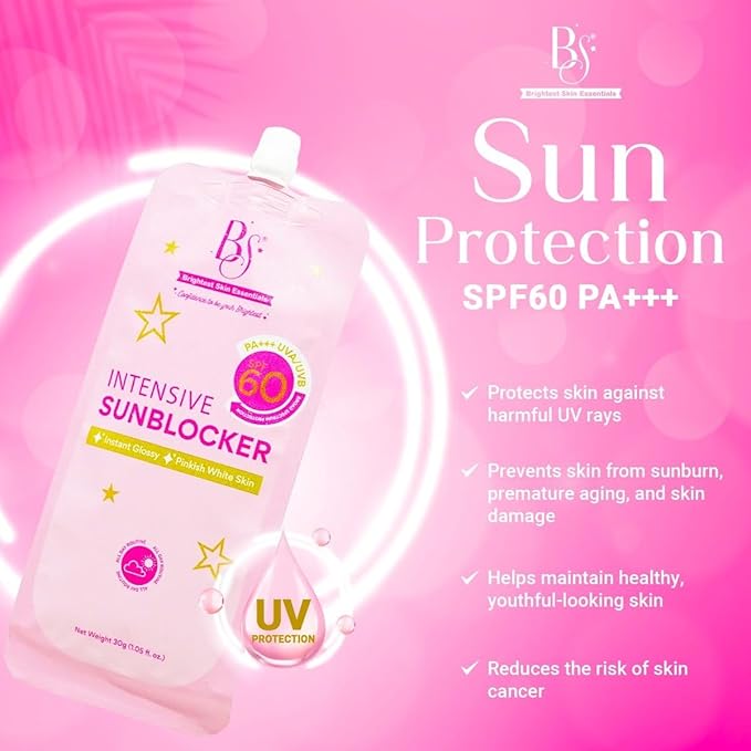 BS Intensive Sunblocker SPF 60, Instant Glossy Pinkish White Skin, 1.76 fl. oz.