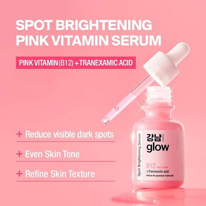 Spot Pink Vitamin Serum, 1.01 fl oz - B12 Vitamin Serum for Face I Niacinamide Facial Serum for Dull Skin & Uneven Skin Tone I Glass Skin Korean Skincare