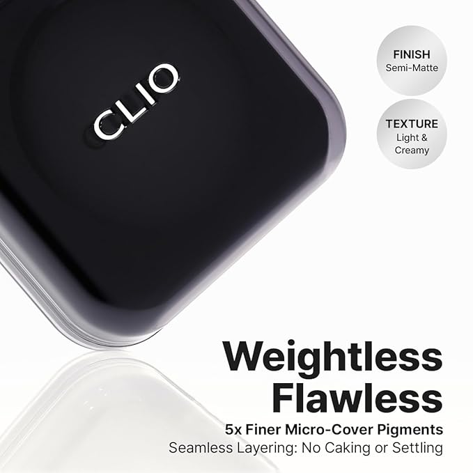 CLIO Kill Cover Founwear Cushion Foundation, Flawless Full Coverage with Matte Finish, Covering Pigmentation and Blemish, Long-Lasting, Creamy Lightweight Texture, Korean Cushion (21N LINEN)