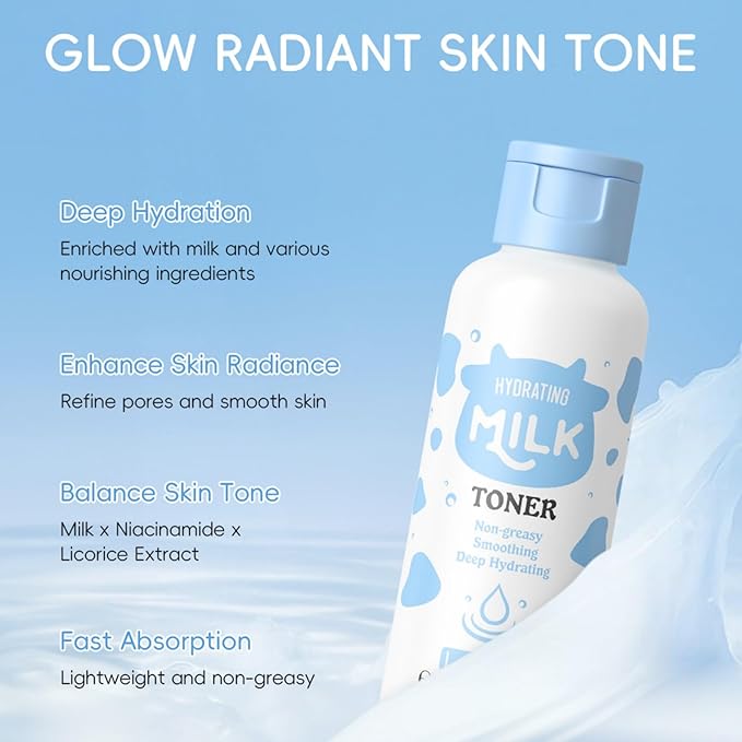 Nourishing Milk Toner, Hydrating Toner for Face Soothing & Moisturizing Pore Minimizer Skin Daily Care, Natural Gentle Facial Toner for Dry Skin Suitable for All Skin Types - 3.38 fl.oz (100ml)