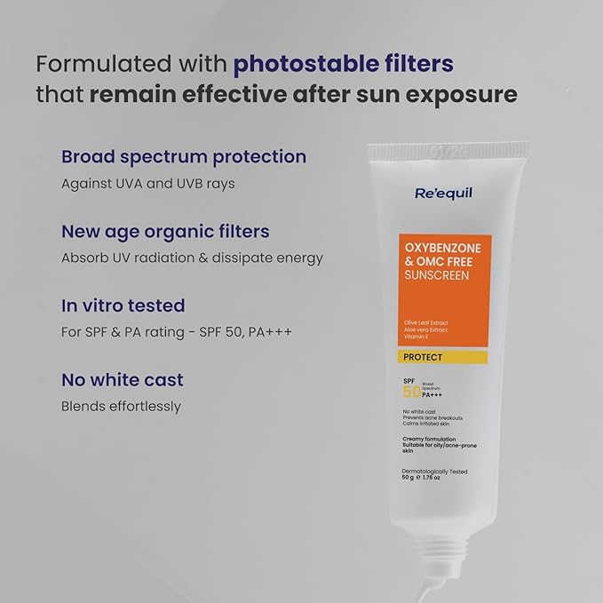RE' EQUIL Oxybenzone and OMC Free Sunscreen SPF 50 PA+++ 50g