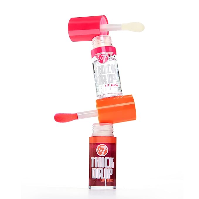 W7 Juicy Lips! Thick Drip Lip Gloss Duo Set - Foolish & In The Clear - Hydrating Glossy Lip Glosses