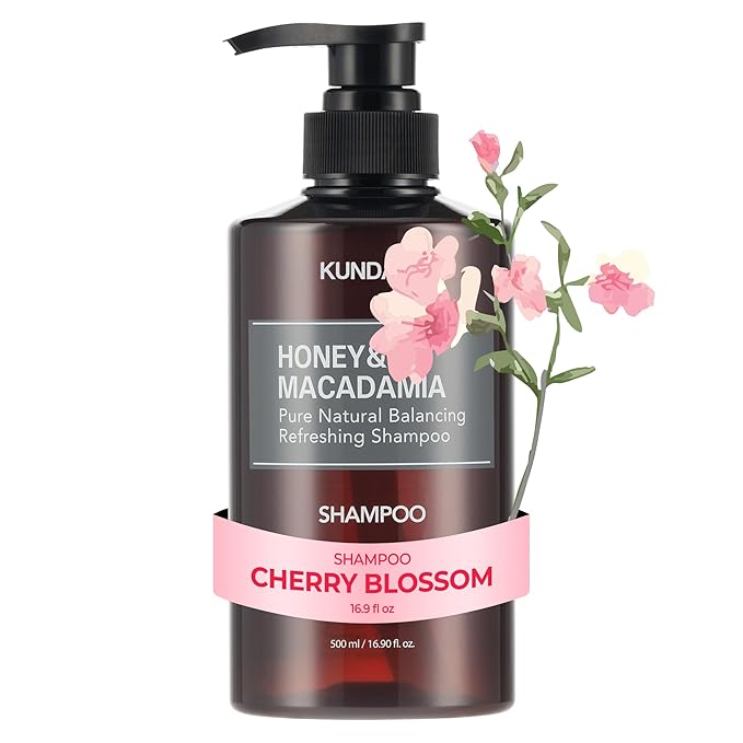 KUNDAL Honey & Macadamia Natural Shampoo Korean Hair Care Shampoo Damage Repair Strengthen, Nourish, with Argan Oil, Free Paraben & Sulfate 16.9 fl oz (Cherry Blossom)