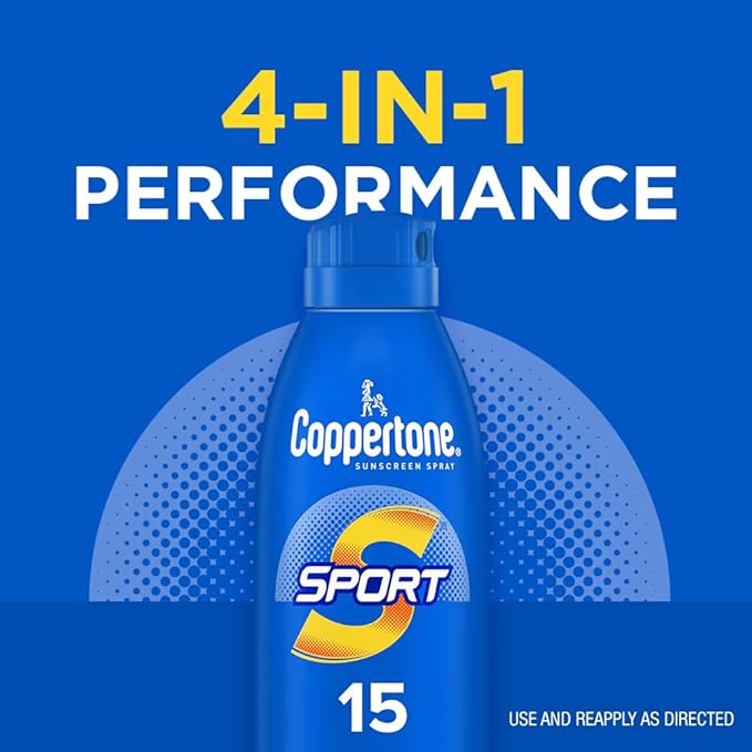 Coppertone Sunscreen, SPF 15, Water Resistant | Sport Formula | Spray Form | 5.5 Oz | Pack of 2