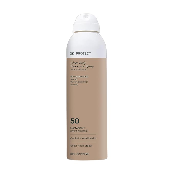 Dermasport Sunscreen Spray SPF 50, Clear Body Spray Sunscreen, Broad Spectrum, Water Resistant (80 Min), Fragrance-Free for Sensitive Skin, Non-Greasy, No White Cast, 6 oz