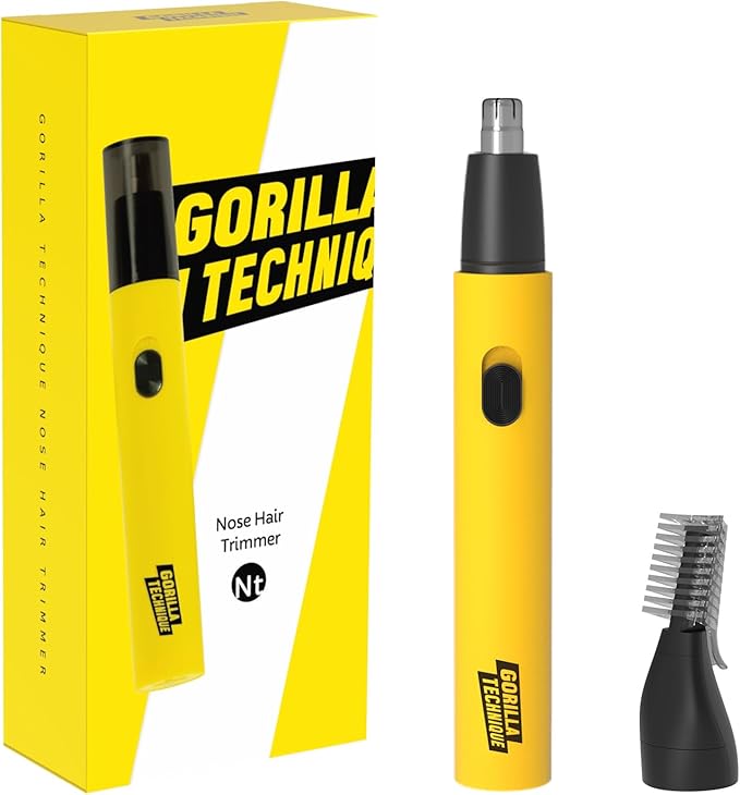 Gorilla Technique Nose Ear Hair Trimmer for Men, 10,000RPM 2 in 1 Nose & Eyebrow, USB-C Rechargeable Battery, Waterproof Heads, Korean, 2 Heads