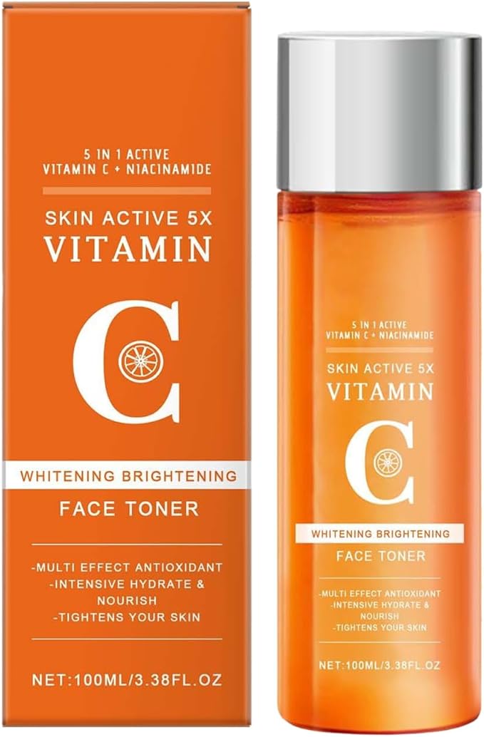 Vitamin C Facial Toner with Niacinamide & Hyaluronic Acid - Hydrating Pore Minimizing Formula for Glowing Skin - Alcohol-Free Brightening Face Toner for Sensitive & Dry Skin (100ml) (1pcs)
