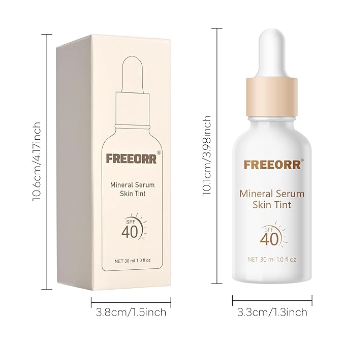 Skin Tint with SPF 40,24HR Tinted Mineral Sunscreen Serum with Zinc Oxide,Multi-use Tinted SPF Serum Foundation,Long Lasting Full Coverage Buildable Foundation-Light Beige, 1 Fl Oz