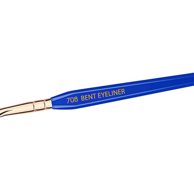 Bdellium Tools Professional Makeup Brush - Golden Triangle 708 Bent Eyeliner - With All Vegan and Soft Synthetic Fibers, For Smooth Application (Blue, 1pc)