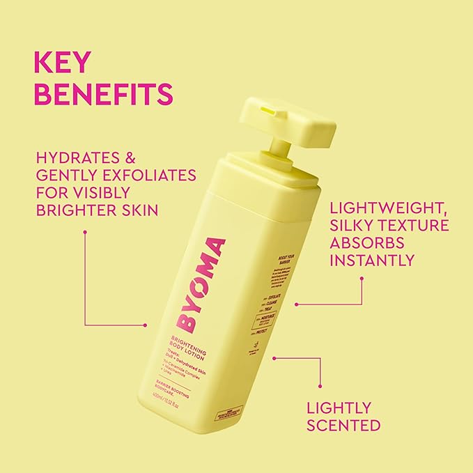 BYOMA Brightening Toner & Body Lotion Bundle - Exfoliating Face Toner + Moisturizing Body Cream with Niacinamide & Azelaic Acid - Hydrates, Evens Tone & Supports Barrier - 5.07 + 13.52 fl oz