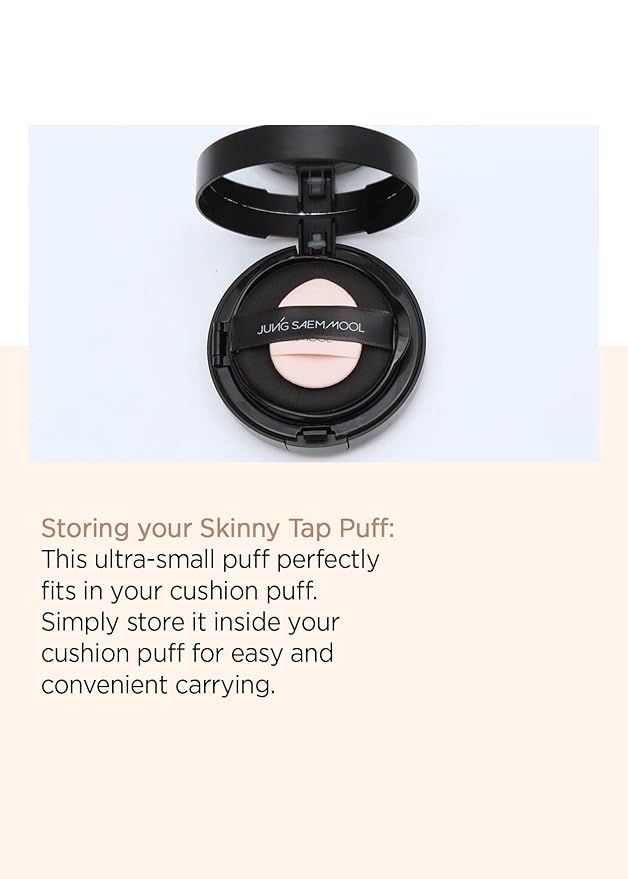 JUNG SAEM MOOL Skinny Tap Puff 3pcs, Mini Precision Puff for Concealer and Touch-Up, Ultra-Slim Fitting Makeup Sponge for Seamless Coverage Around Nose Eyes Lips, Korean Beauty Tool
