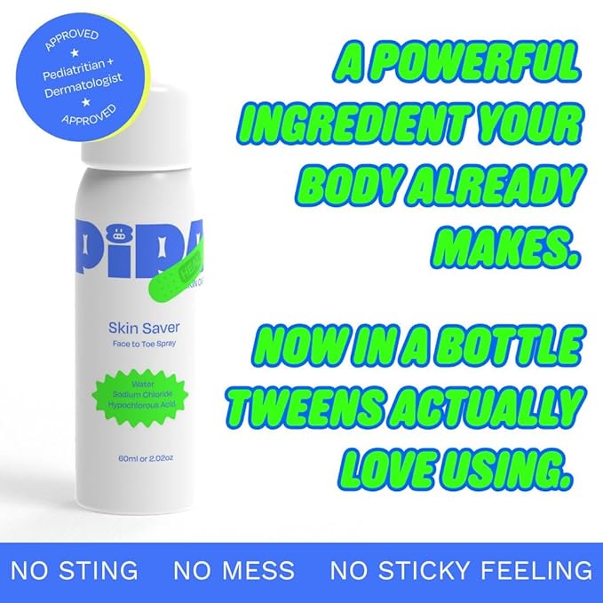 Pipa Skin Saver Hypochlorous Acid Spray for Face & Body 60 ml | Head to Toe Daily First Aid Skin Repair Spray for Sensitive Skin | Helps Reduce Eczema, Irritations, Rashes, Acne, Redness & Breakouts