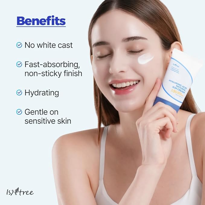 ISNTREE Hyaluronic Acid Daily Sun Gel 50ml, 1.69 fl oz + Hyaluronic Acid Natural Suncream 50ml, 1.69 fl oz