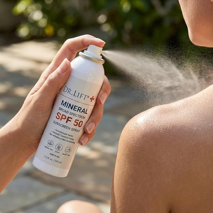 Mineral Sunscreen Spray SPF 50, Broad Spectrum UVA/UVB Protection, Lightweight Non-Greasy Face & Body Sunscreen with Zinc Oxide & Titanium Dioxide, Botanical Oils & Vitamin E 3.3 oz
