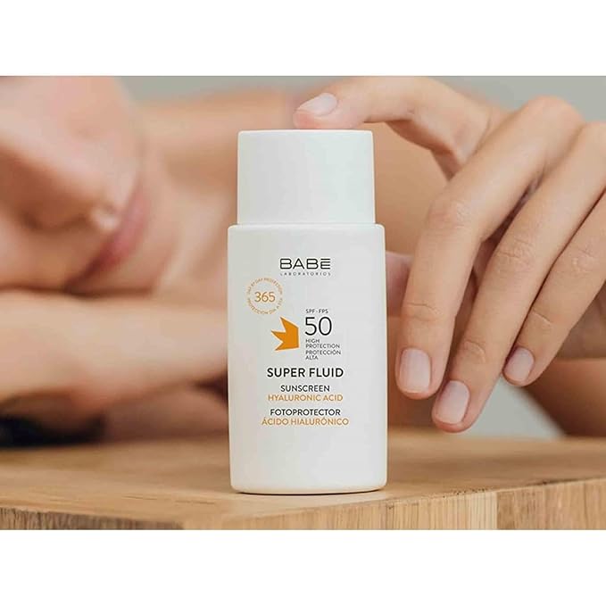 Babe Super Fluid Sunscreen SPF 50 – High Facial Sun Protection with Lightweight Texture | Broad Spectrum UVA/UVB | For Sensitive Skin | Non-Greasy & Fast Absorbing – 1.69 fl oz