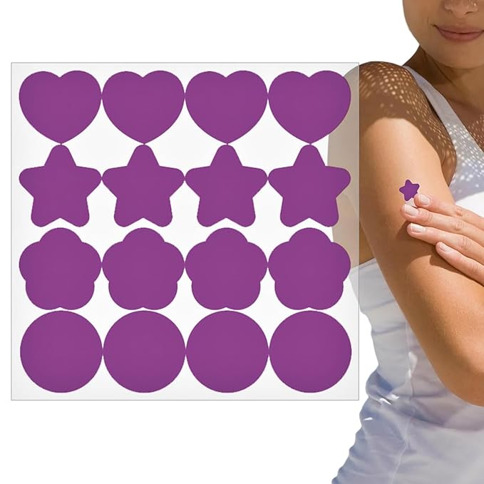 3 pieces Purple UV Stickers for Sunscreen, 48 Count UV Detection Reminder Waterproof UV Stickers, Know When to Re-Apply Sunscreen, UV Detecting Patches for Beach, Swimming Sunscreens
