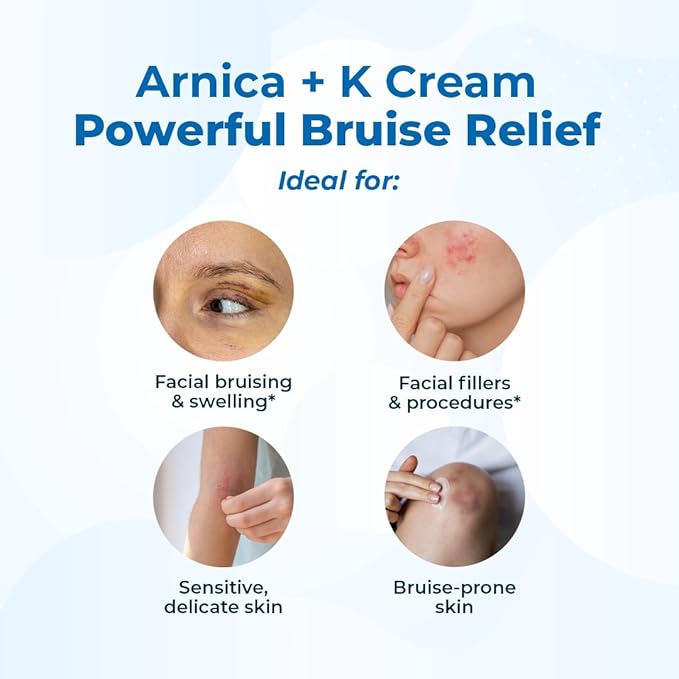 VitaMedica Arnica + Vitamin K Bruise Recovery Cream for Face & Under-Eye, Sensitive-Skin Formula, Post-Procedure Support, 0.5 oz