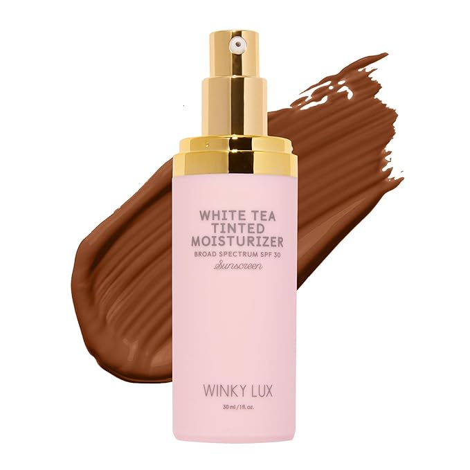 Winky Lux White Tea Tinted Moisturizer SPF 30 - Buildable Coverage with Facial SPF, Lightweight Sunscreen for Face, Naturally Radiant Finish, Long Lasting Coverage with Vitamin E, Deep